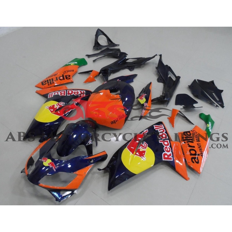 Aprilia RS125 (2006-2011) Dark Blue, Orange, Red Bull Fairings Clear Windscreen: Free No Bolt Kit No Tank