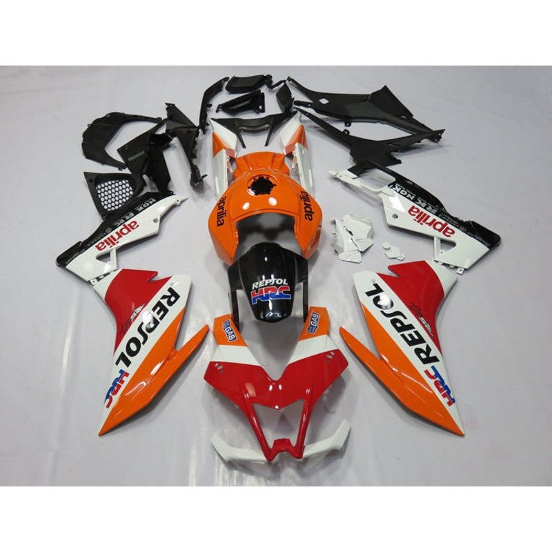 Aprilia RS4 125 (2012-2016) Orange, Red, White Repsol Fairings Clear Windscreen: Free No Bolt Kit No Tank