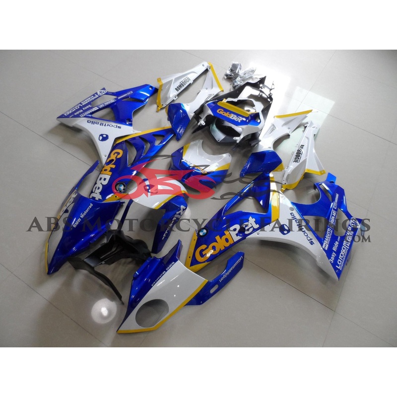 BMW S1000RR (2019-2022) Blue, White, Yellow GoldBet Fairings No Seat Cowl No Bolt Kit No Tank