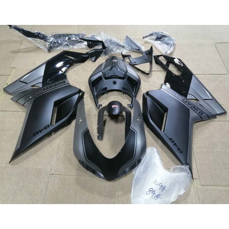 Ducati 1098 (2007-2014) Matte Black, Matte Gray Fairings Clear Windscreen: Free No Seat Cowl No Bolt Kit