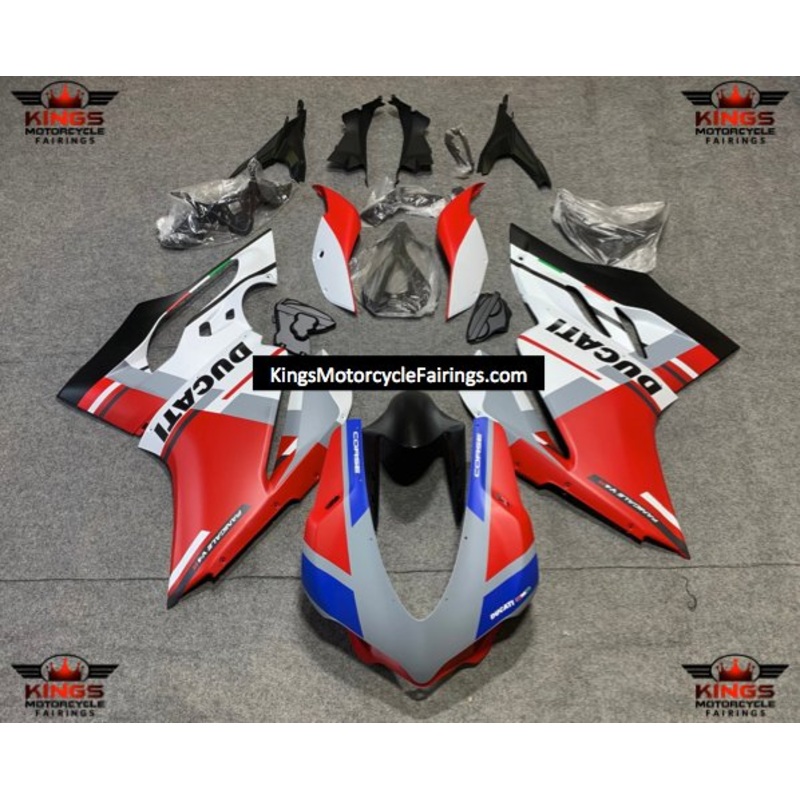 Ducati 1299 Panigale Fairings (2015-2020) Matte Red, Gray No Tank No Seat Cowl No Bolt Kit