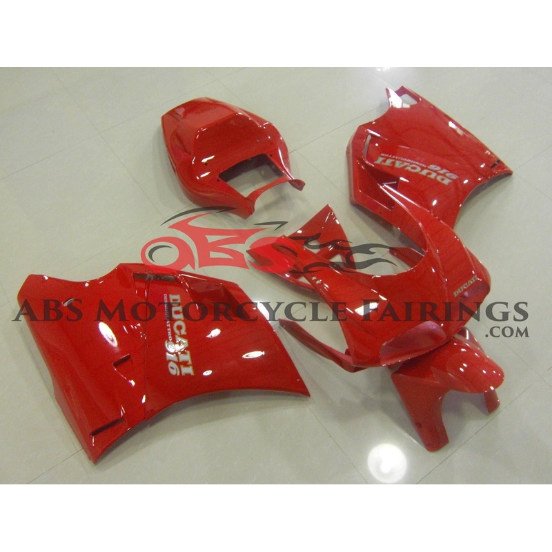 Ducati 748 (1994-2003) Red & Yellow Fairings Clear Windscreen: Free No Bolt Kit
