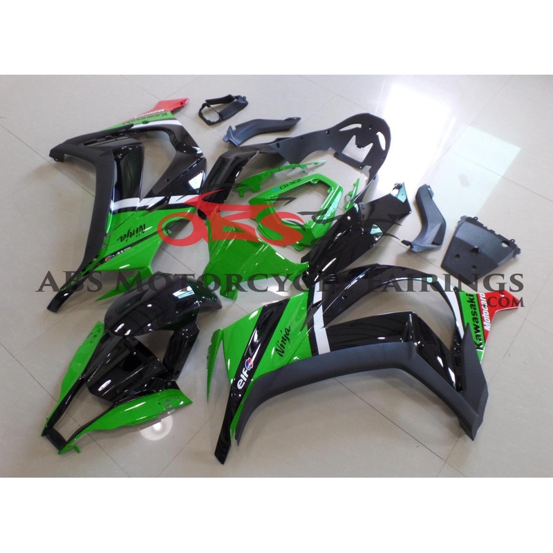 Fairing kit for a Kawasaki Ninja ZX10R (2011-2015) Green, Black, White & Red Elf Motocard No Seat Cowl No Bolt Kit No Tank