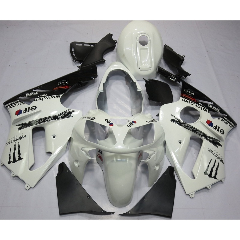 Fairing kit for a Kawasaki Ninja ZX12R (2000-2001) White & Black Monster Energy No Seat Cowl No Bolt Kit No Tank