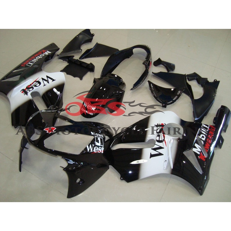 Fairing kit for a KAWASAKI NINJA ZX12R (2002-2006) BLACK, WHITE, RED WEST MOBIL No Seat Cowl No Bolt Kit No Tank