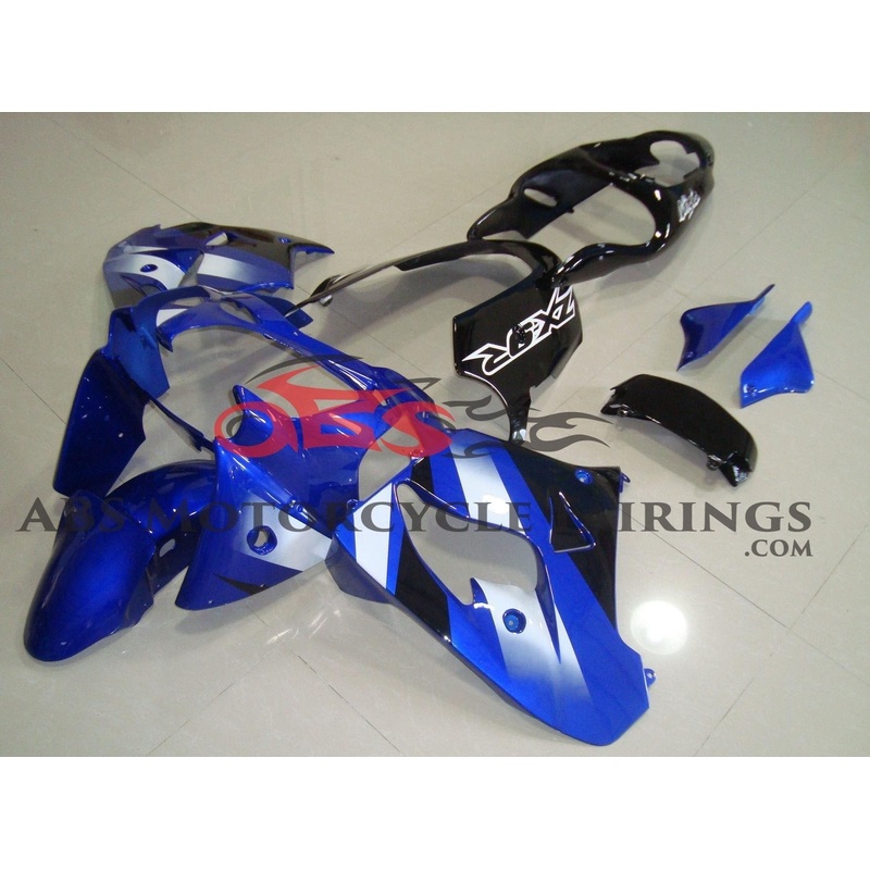 Fairing Kit for a Kawasaki ZX-9R (1998-1999) Blue, Black & White CLEAR WINDSCREEN: FREE NO SEAT COWL NO BOLT KIT