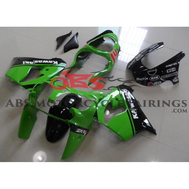 Fairing Kit for a Kawasaki ZX-9R (1998-1999) Green & Black CLEAR WINDSCREEN: FREE NO SEAT COWL NO BOLT KIT