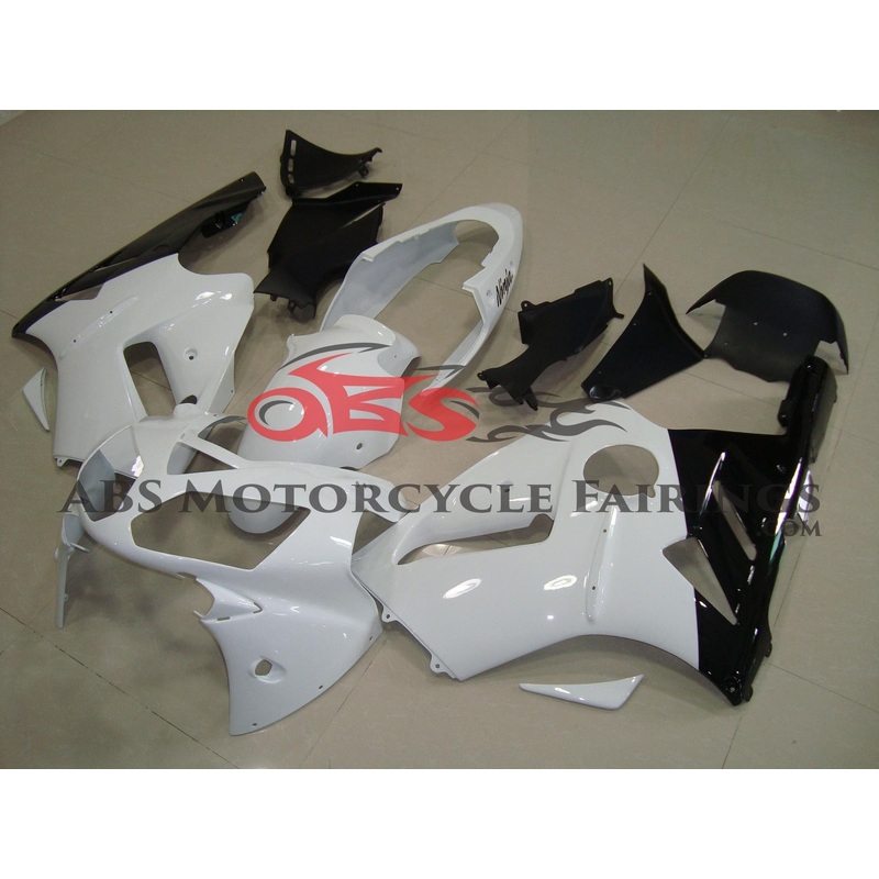 Fairing kit for a Kawasaki ZX12R (2000-2001) White & Black No Seat Cowl No Bolt Kit No Tank