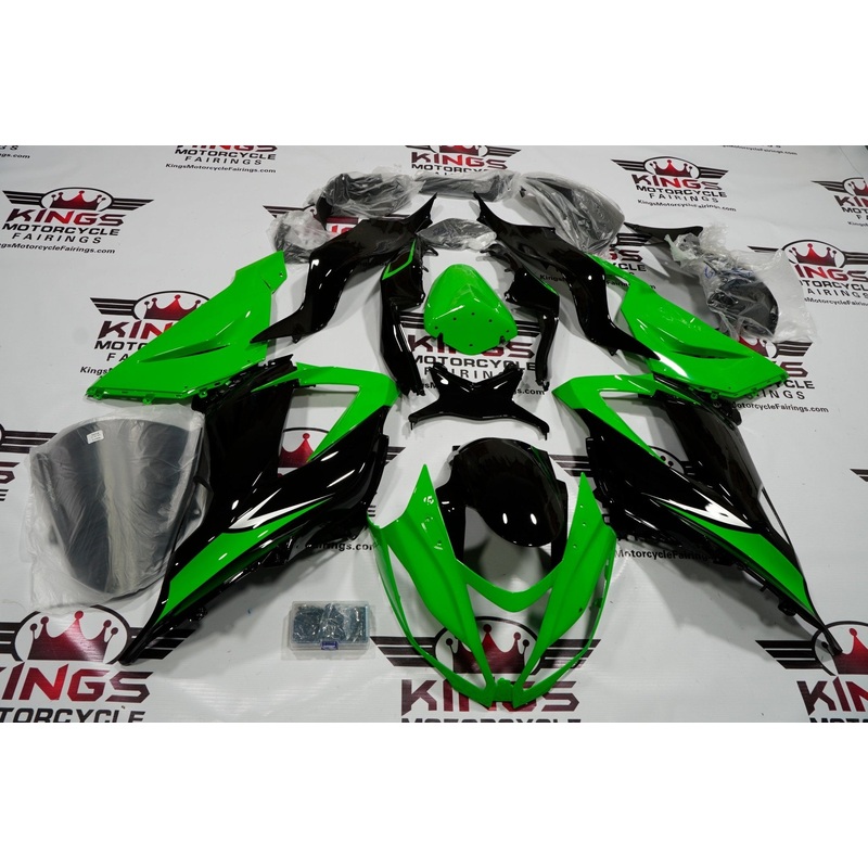 Fairing kit for a Kawasaki ZX6R 636 (2013-2018) Lime Green & Black Clear Windscreen: Free No Seat Cowl No Bolt Kit