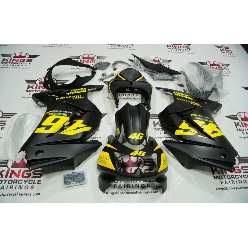 Fairings for Kawasaki Ninja 250R (2008-2013) Matte Black, Yellow #46 No Seat Cowl No Bolt Kit No Tank