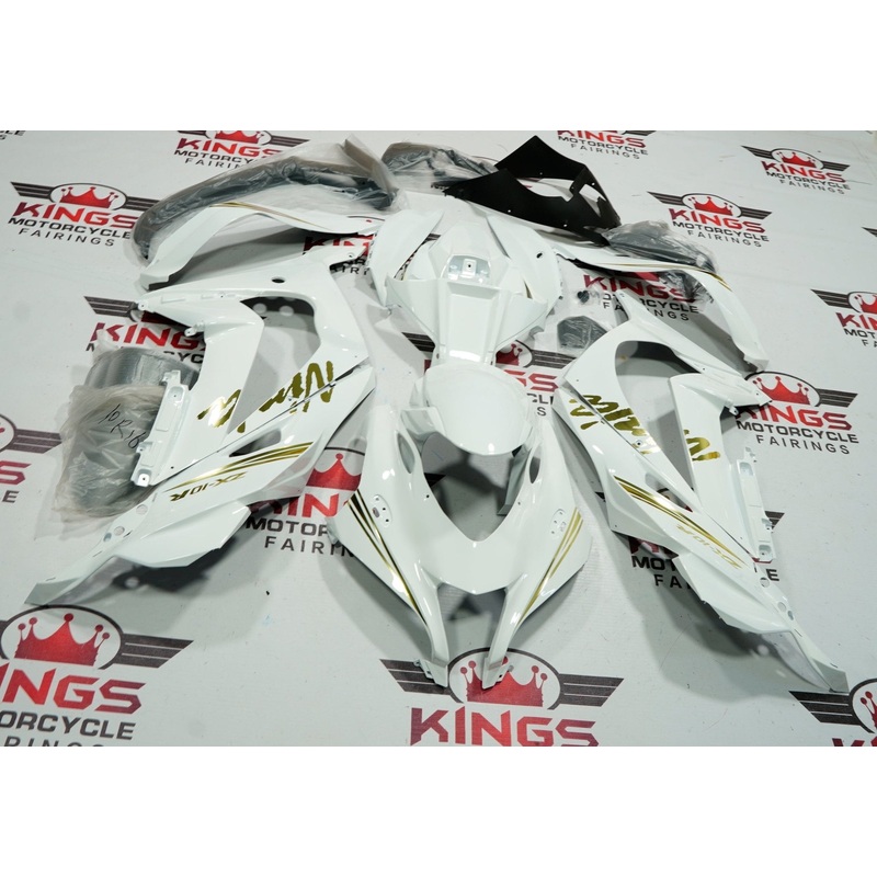 Fairings for Kawasaki Ninja ZX10R (2016-2020) White, Gold No Tank No Seat Cowl No Bolt Kit