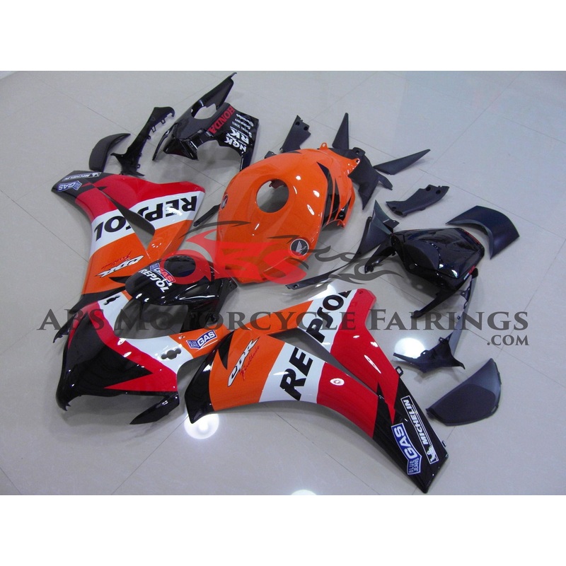 Honda CBR1000RR (2008-2011) Orange, Red, Black & White Repsol Fairings No Seat Cowl No Bolt Kit No Tank