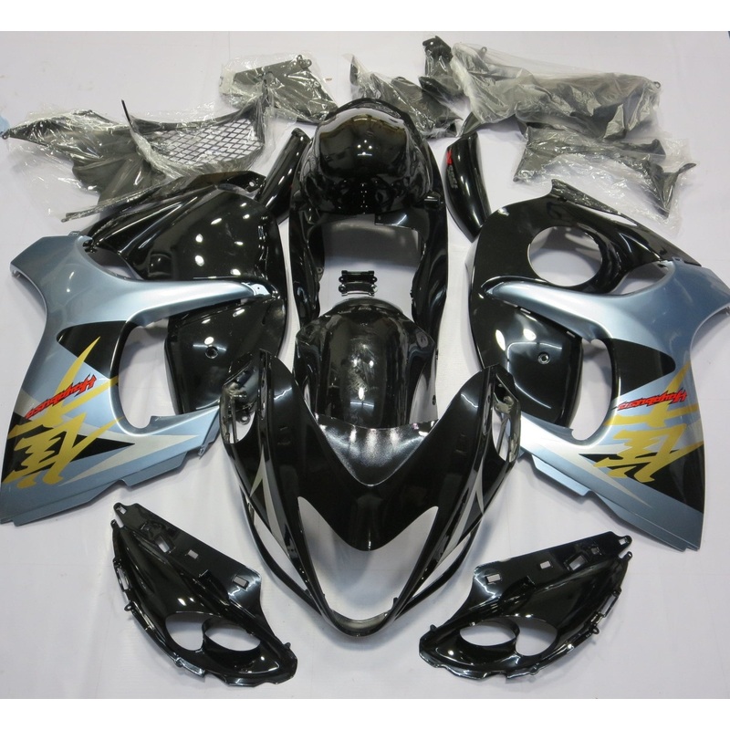 Suzuki GSX1300R Hayabusa (2008-2020) Black, Light Blue & Gold Fairings No Seat Cowl No Bolt Kit No Tank