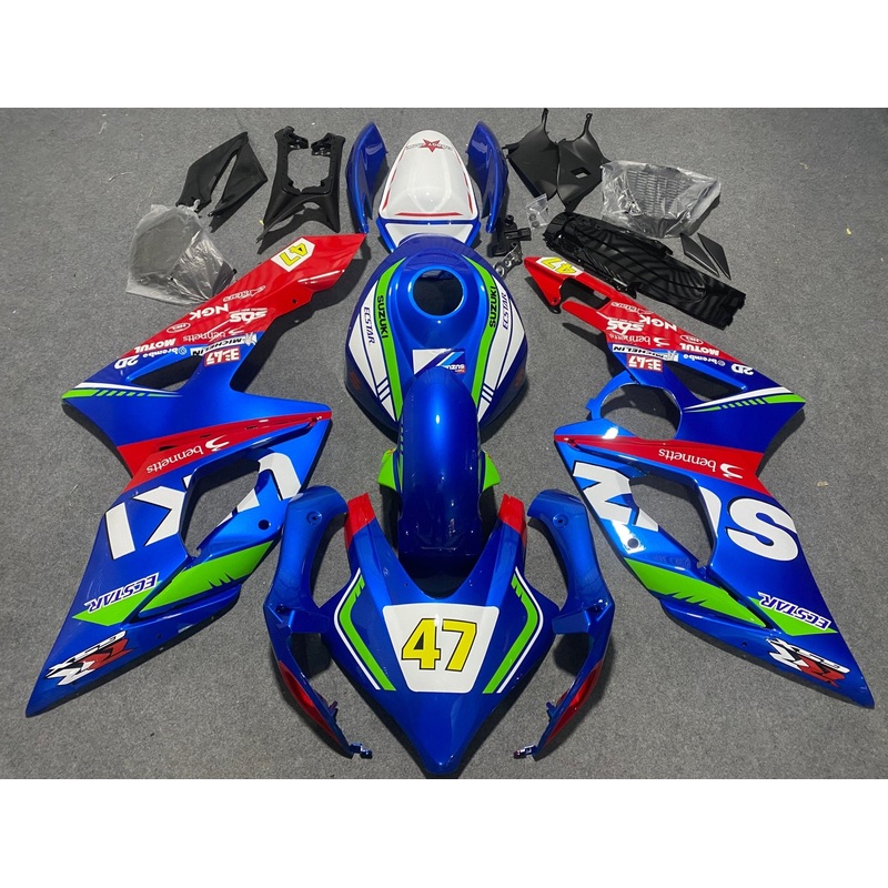 Suzuki GSXR1000 (2005-2006) Blue, White, Red & Green #47 Race Fairings No Seat Cowl No Bolt Kit No Tank