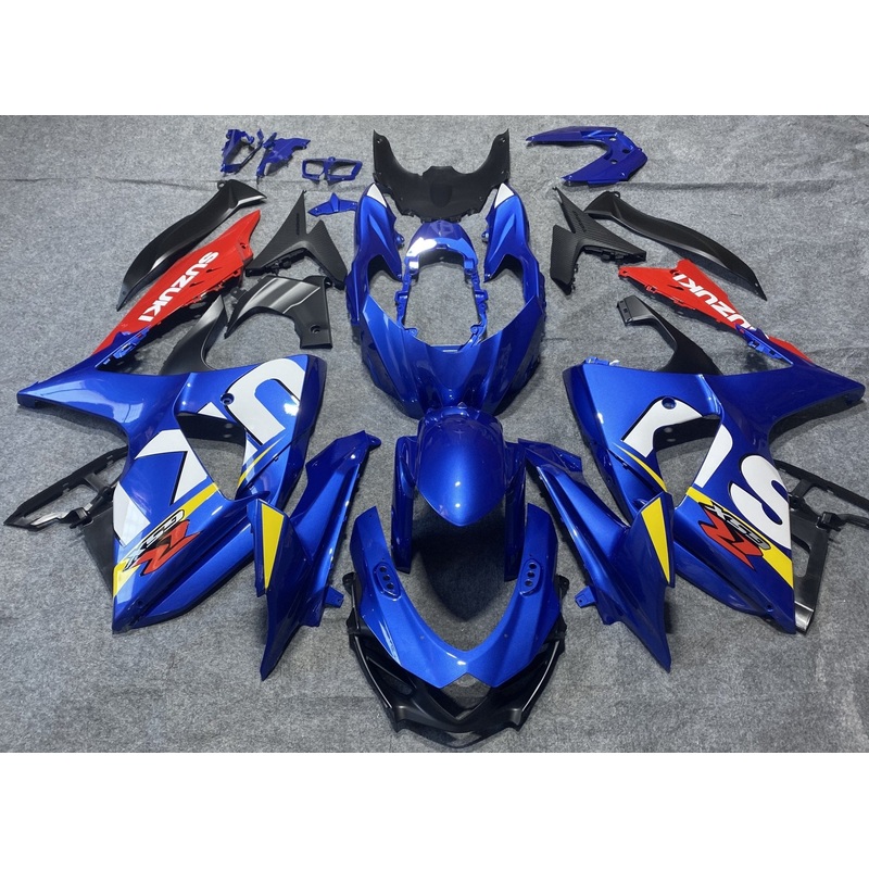Suzuki GSXR1000 (2009-2016) Blue, Red, White & Yellow Fairings Clear Windscreen: Free No Seat Cowl No Bolt Kit