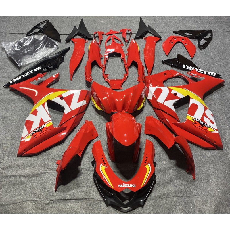 Suzuki GSXR1000 (2009-2016) Red, White, Yellow & Black Fairings Clear Windscreen: Free No Seat Cowl No Bolt Kit