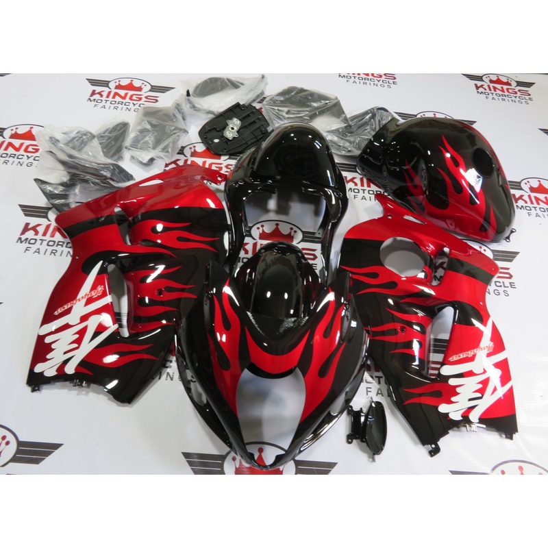 Suzuki Hayabusa (1999-2007) Candy Apple Red Flames & Black Fairings No Seat Cowl No Bolt Kit No Tank