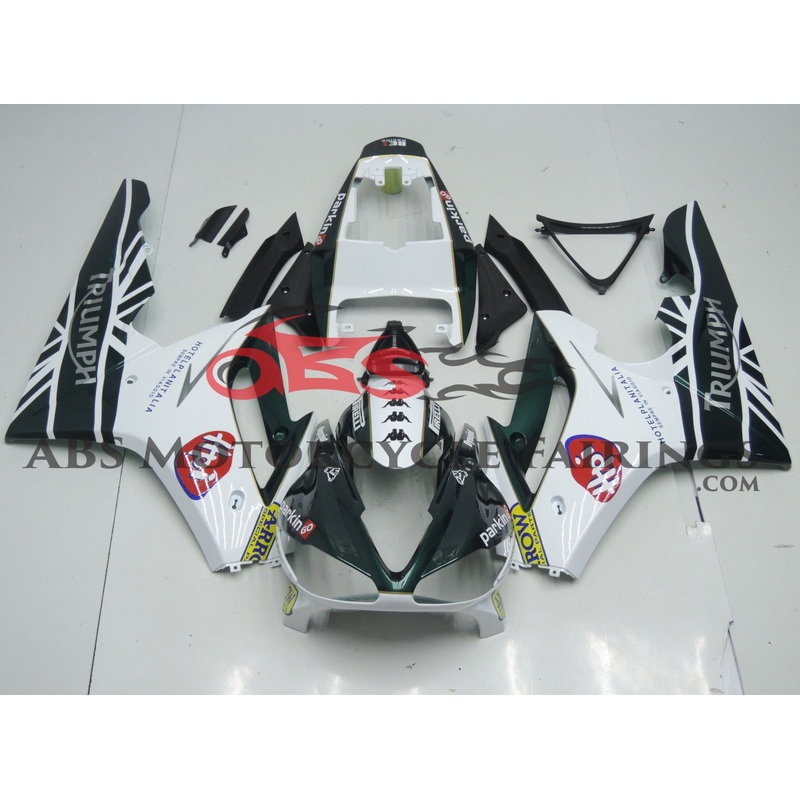 Triumph Daytona 675 (2009-2012) Green, White, Red & Yellow Fairings Clear Windscreen: Free No Bolt Kit