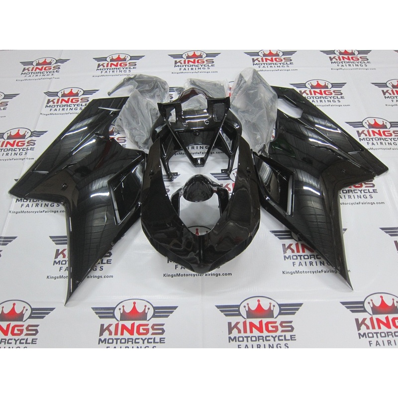 Ducati 1098 (2007-2012) All Black Fairings Clear Windscreen: Free No Seat Cowl No Bolt Kit