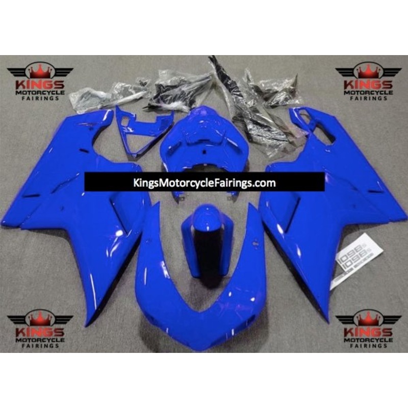 Ducati 1098 (2007-2012) Blue Fairings Clear Windscreen: Free No Seat Cowl No Bolt Kit