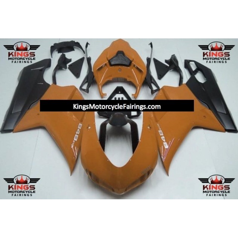 Ducati 1098 (2007-2012) Orange Brown & Matte Black Fairings Clear Windscreen: Free No Seat Cowl No Bolt Kit