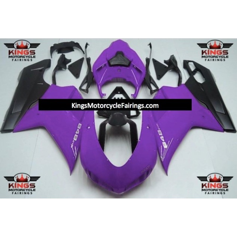 Ducati 1098 (2007-2012) Purple & Matte Black Fairings Clear Windscreen: Free No Seat Cowl No Bolt Kit