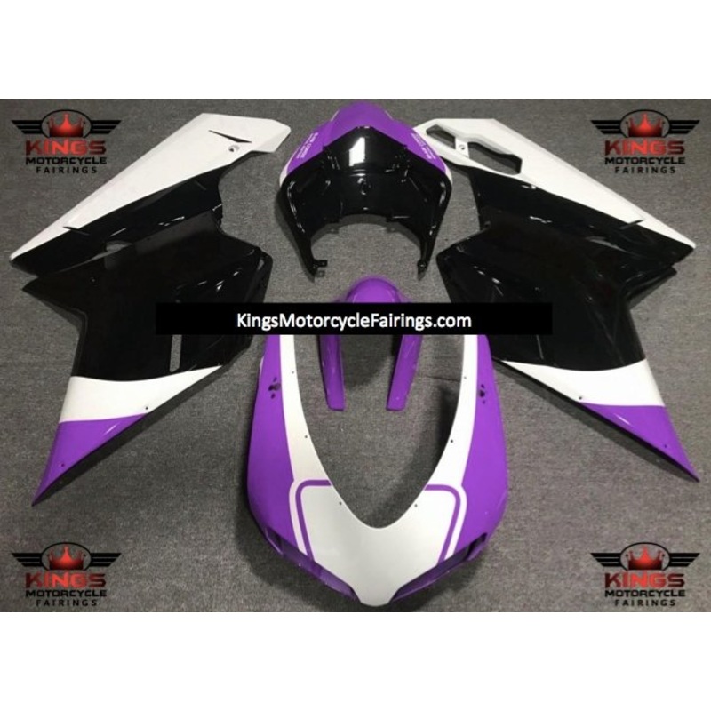 Ducati 1098 (2007-2012) Purple, White & Black Fairings Clear Windscreen: Free No Seat Cowl No Bolt Kit