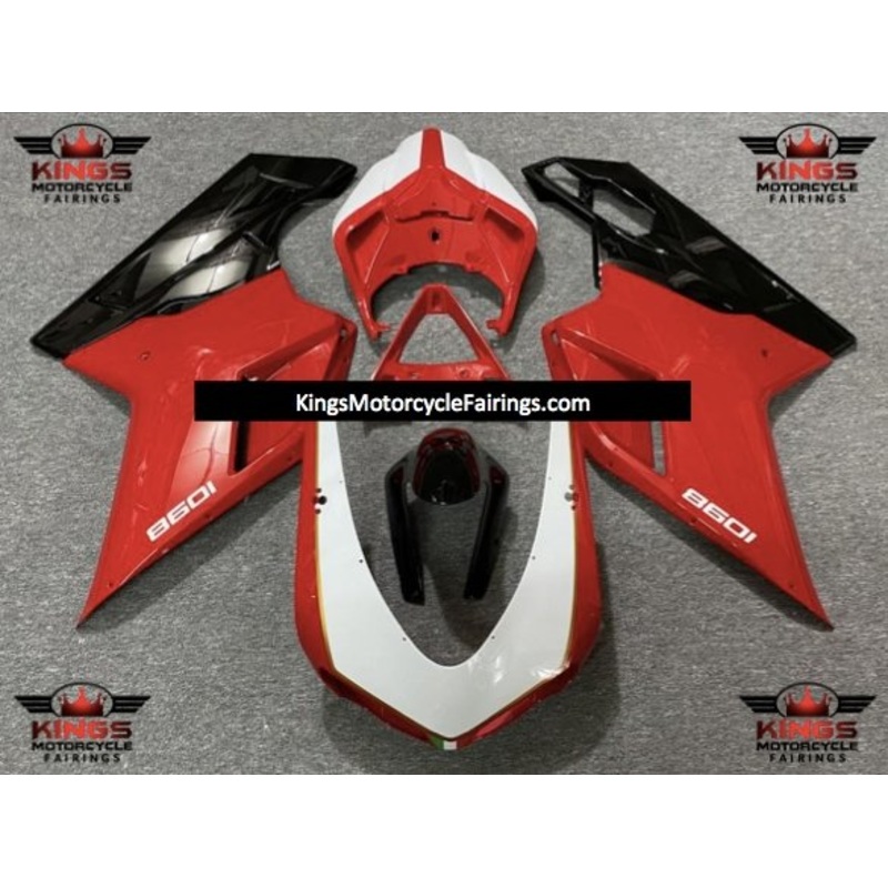 Ducati 1098 (2007-2012) Red, White, Black & Gold Fairings Clear Windscreen: Free No Seat Cowl No Bolt Kit