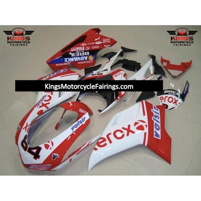 Ducati 1098 (2007-2012) Red & White XEROX #84 Fairings Clear Windscreen: Free No Seat Cowl No Bolt Kit