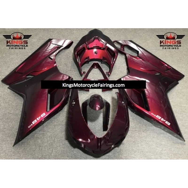 Ducati 1098 (2007-2012) Red Wine Fairings Clear Windscreen: Free No Seat Cowl No Bolt Kit