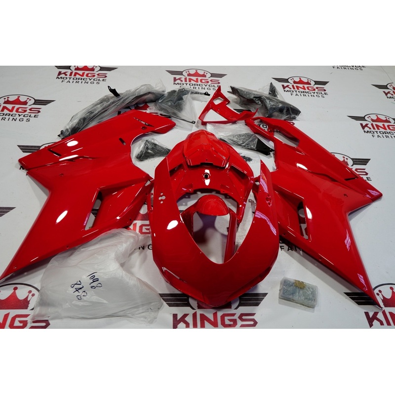 Ducati 1198 (2007-2012) All Red Fairings Clear Windscreen: Free No Seat Cowl No Bolt Kit