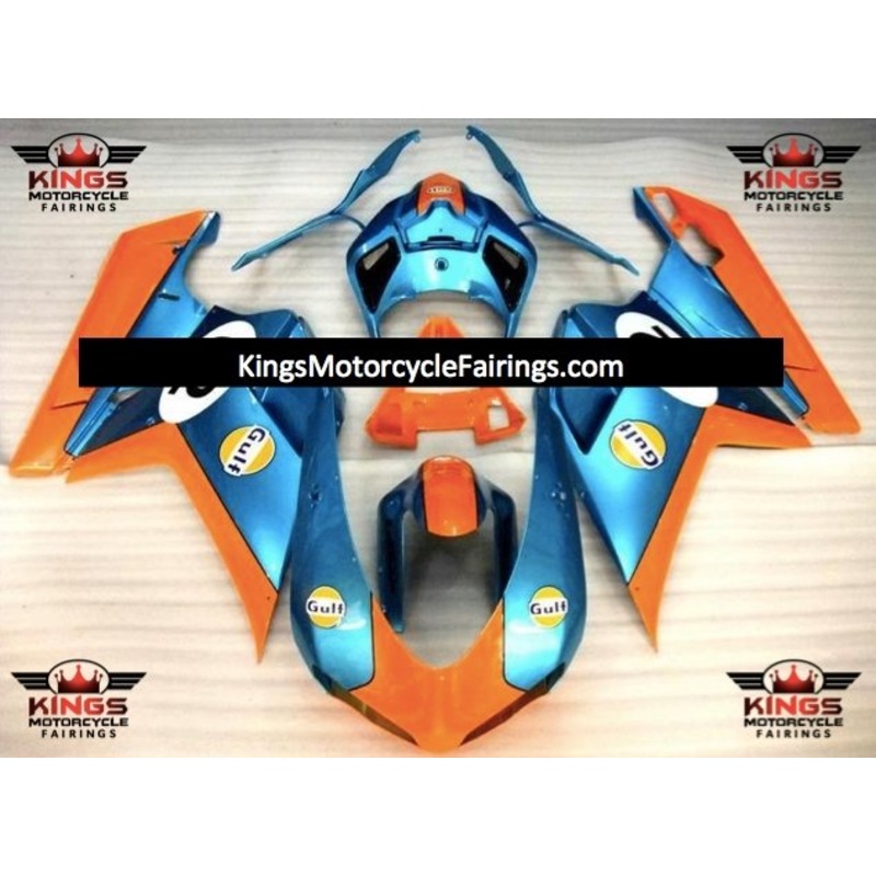 Ducati 1198 (2007-2012) Blue & Orange Gulf #62 Fairings Clear Windscreen: Free No Seat Cowl No Bolt Kit