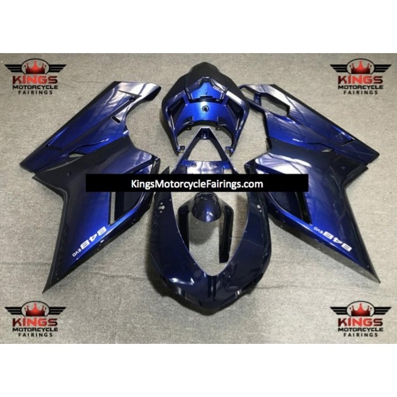 Ducati 1198 (2007-2012) Dark Blue Fairings Clear Windscreen: Free No Seat Cowl No Bolt Kit