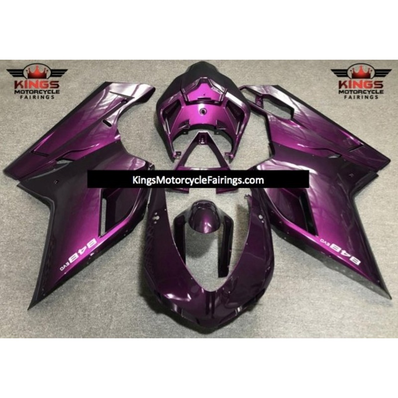 Ducati 1198 (2007-2012) Dark Magenta Pink Fairings Clear Windscreen: Free No Seat Cowl No Bolt Kit