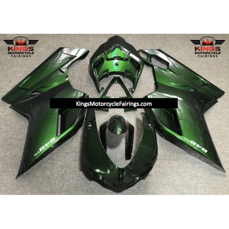 Ducati 1198 (2007-2012) Green Fairings Clear Windscreen: Free No Seat Cowl No Bolt Kit