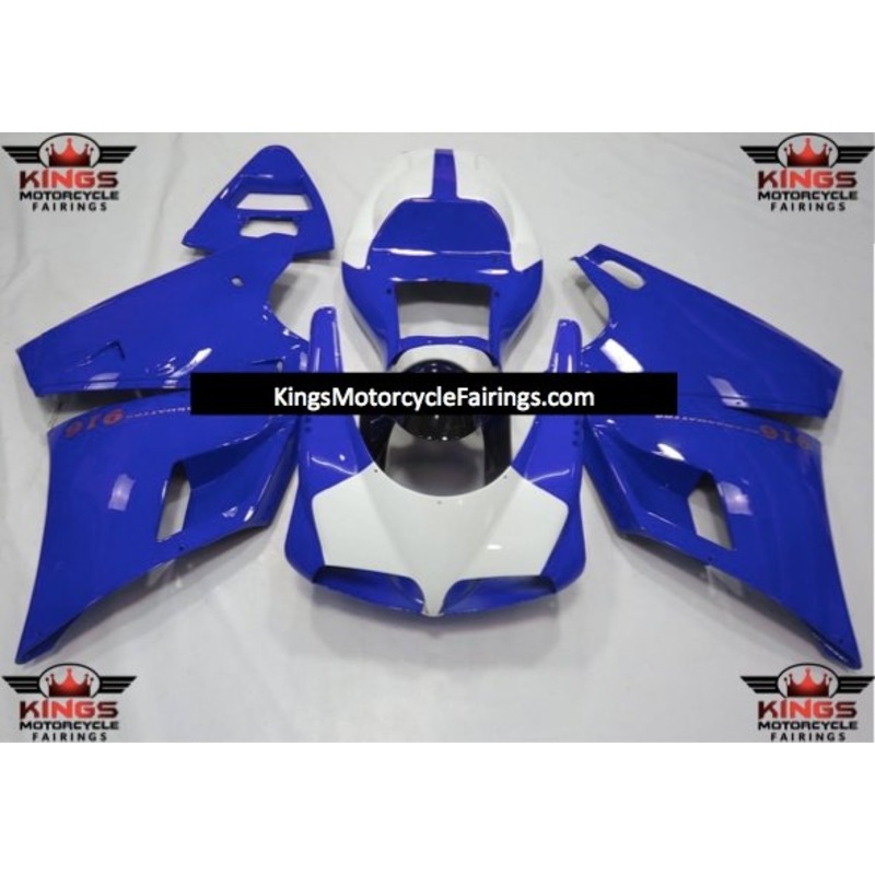 Ducati 748 (1994-2003) Blue & White Fairings Clear Windscreen: Free No Bolt Kit