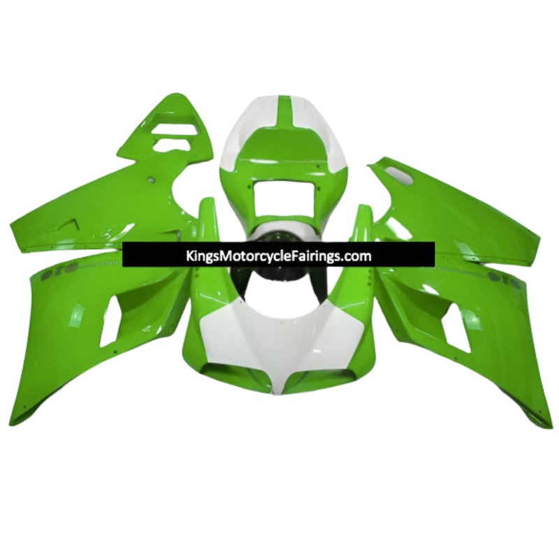 Ducati 748 (1994-2003) White, Green Fairings Clear Windscreen: Free No Bolt Kit
