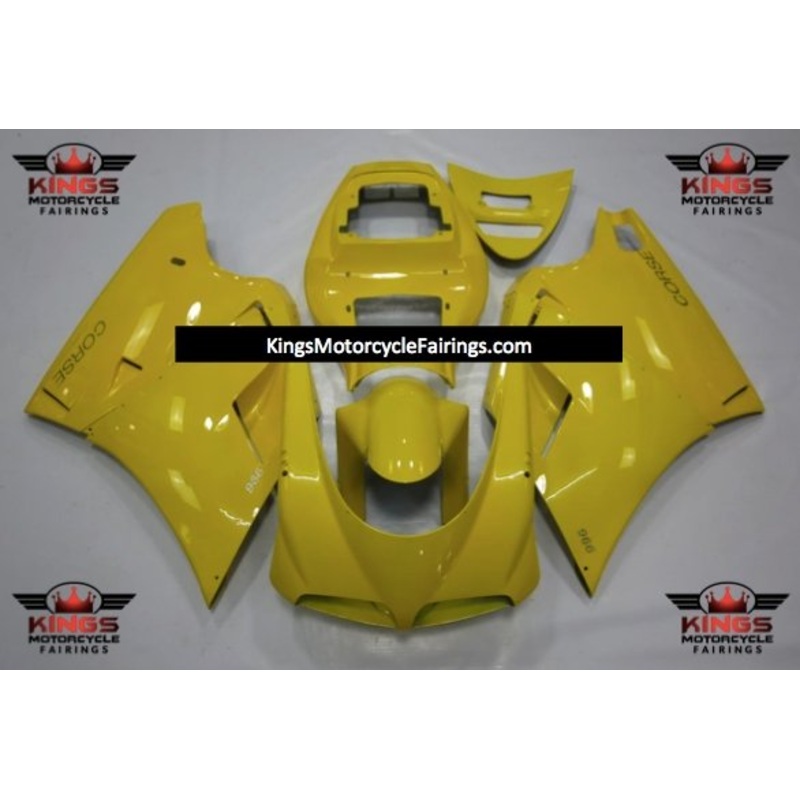 Ducati 748 (1994-2003) Yellow Corse Fairings Clear Windscreen: Free No Bolt Kit