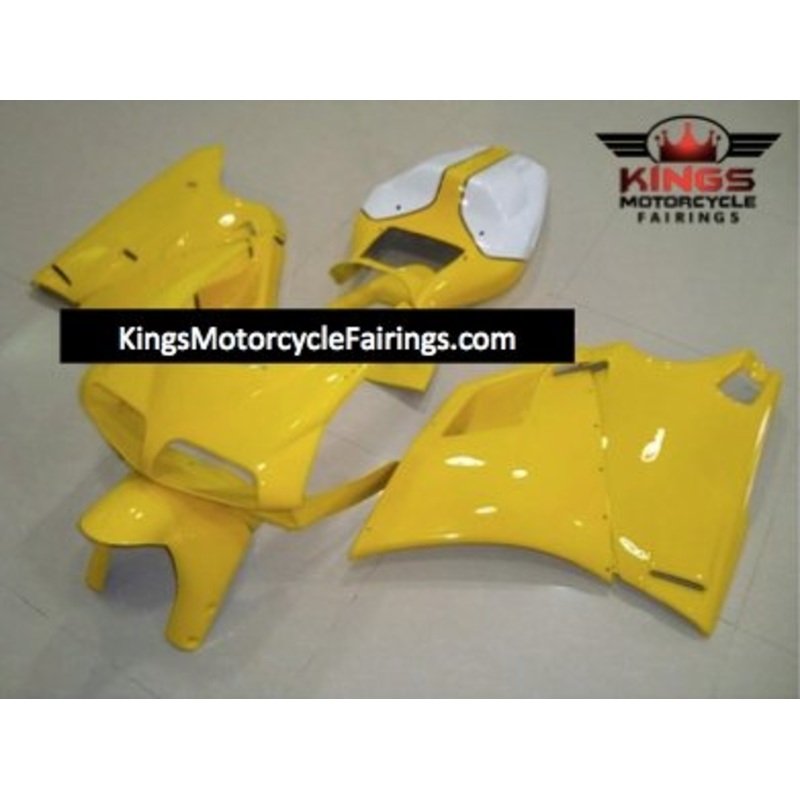 Ducati 748 (1994-2003) Yellow & White Fairings Clear Windscreen: Free No Bolt Kit