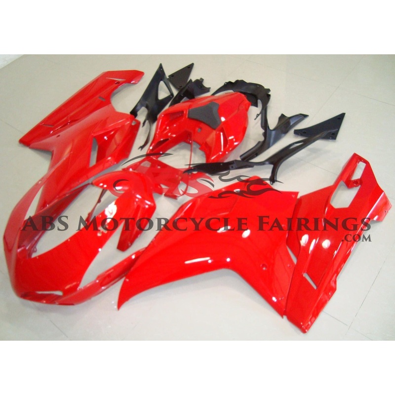 Ducati 848 (2007-2014) Gloss Red Fairings Clear Windscreen: Free No Seat Cowl No Bolt Kit