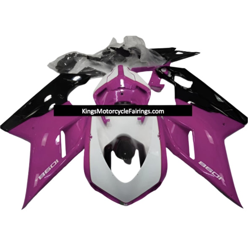Ducati 848 (2007-2014) Pink, White, Black Fairings Clear Windscreen: Free No Seat Cowl No Bolt Kit