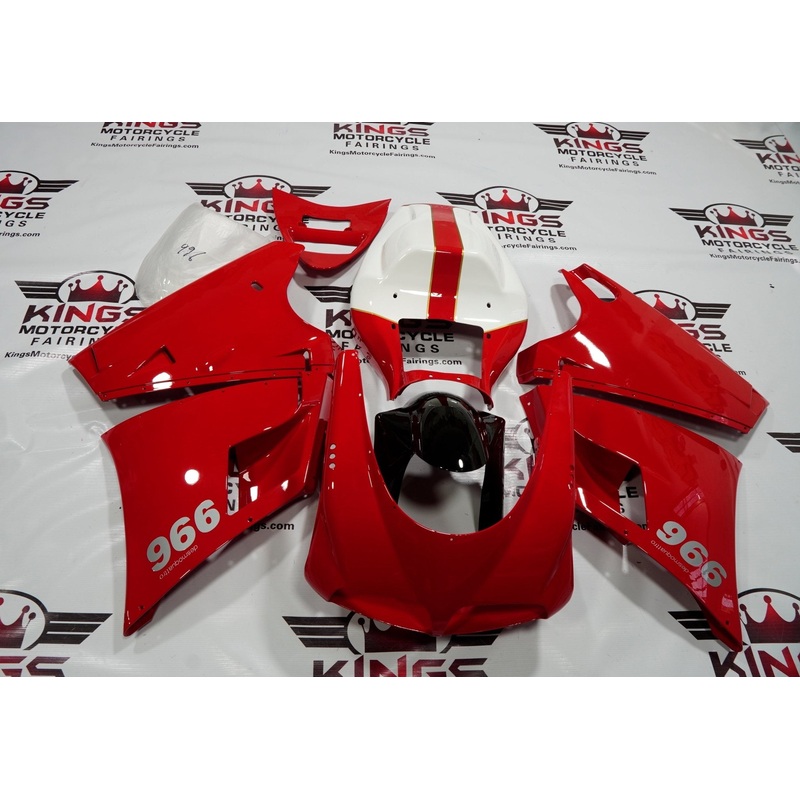 Ducati 996 (1998-2002) Red, White & Black Fairings Clear Windscreen: Free No Bolt Kit