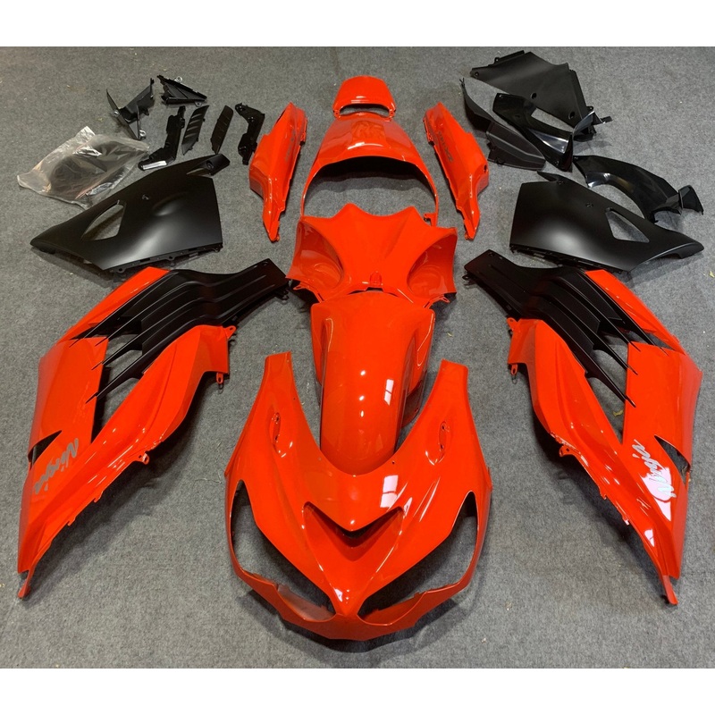 Fairing kit for a Kawasaki Ninja ZX14R (2006-2011) Red & Matte Black Clear Windscreen: Free No Seat Cowl No Bolt Kit
