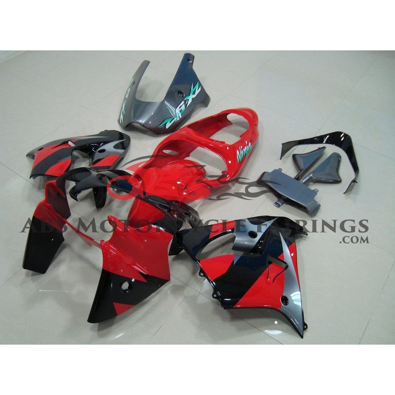Fairing Kit for a Kawasaki ZX-9R (1998-1999) Red, Black & Gray CLEAR WINDSCREEN: FREE NO SEAT COWL NO BOLT KIT
