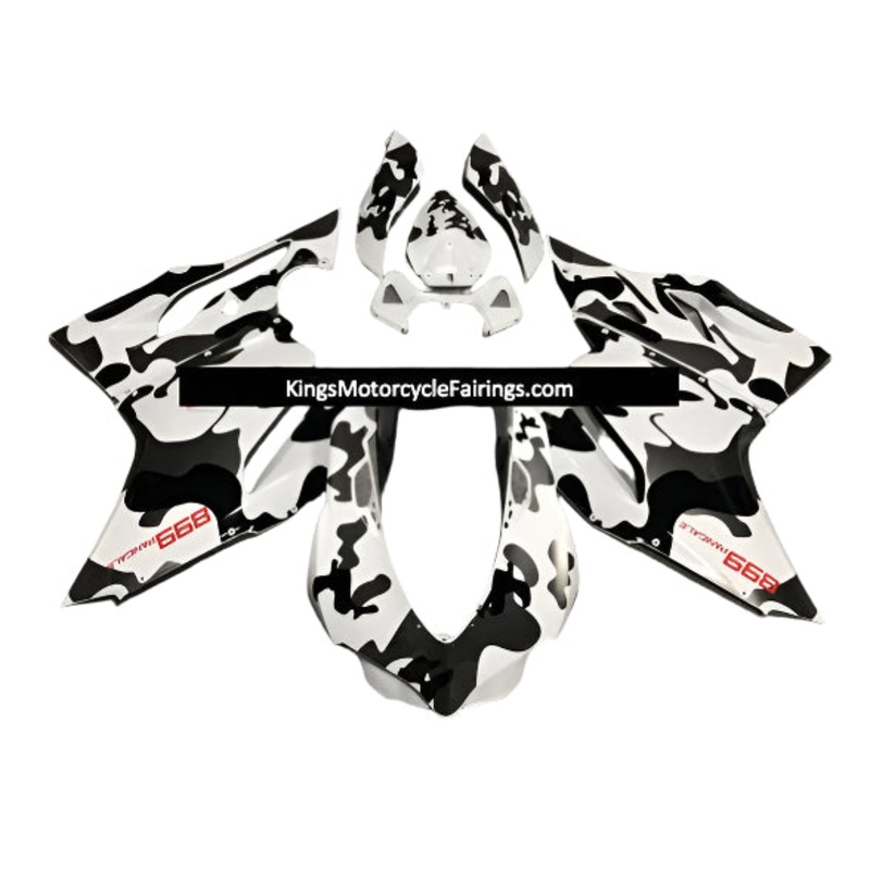 Ducati 1199 (2011-2014) Matte White, Black, Gray Camouflage Fairings No Tank No Seat Cowl No Bolt Kit