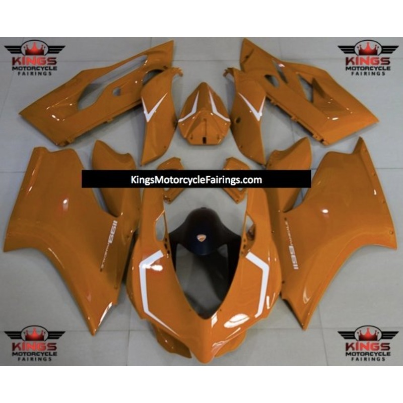 Ducati 1199 (2011-2014) Orange, White Fairings No Tank No Seat Cowl No Bolt Kit