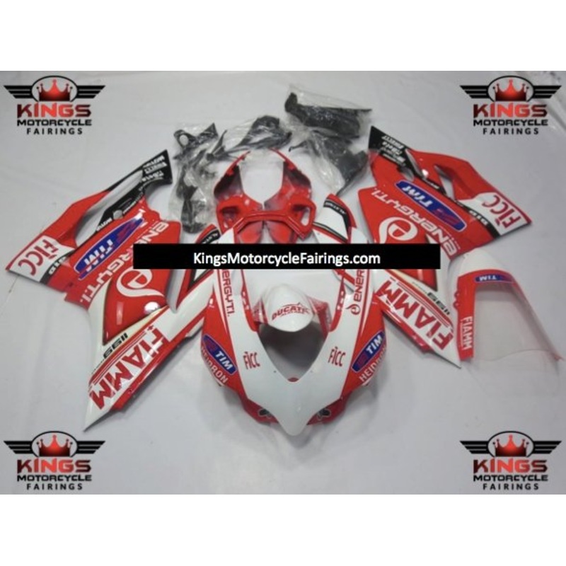 Ducati 1199 (2011-2014) White, Red FIAMM Fairings No Tank No Seat Cowl No Bolt Kit