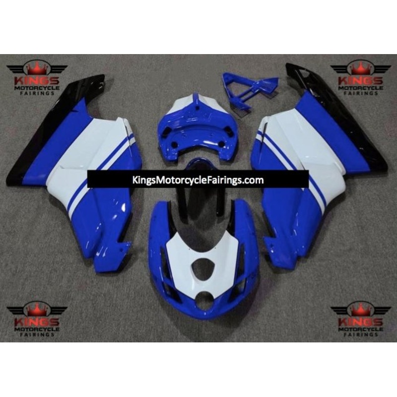 Ducati 749 (2003-2004) Blue, White & Black Fairings Clear Windscreen: Free No Seat Cowl No Bolt Kit