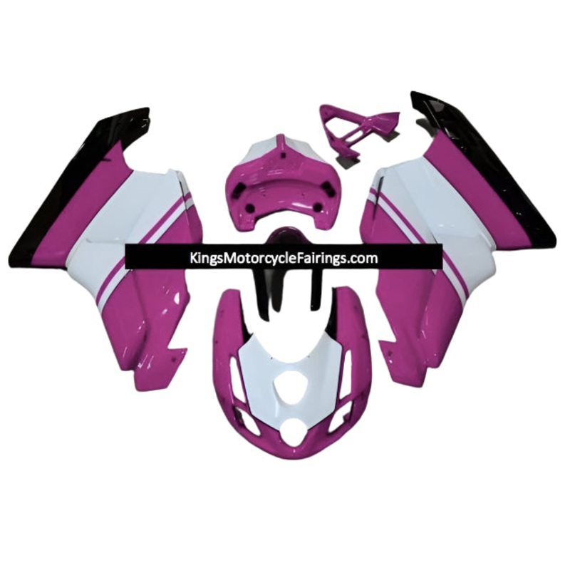 Ducati 749 (2003-2004) Pink, White, Black Fairings Clear Windscreen: Free No Seat Cowl No Bolt Kit