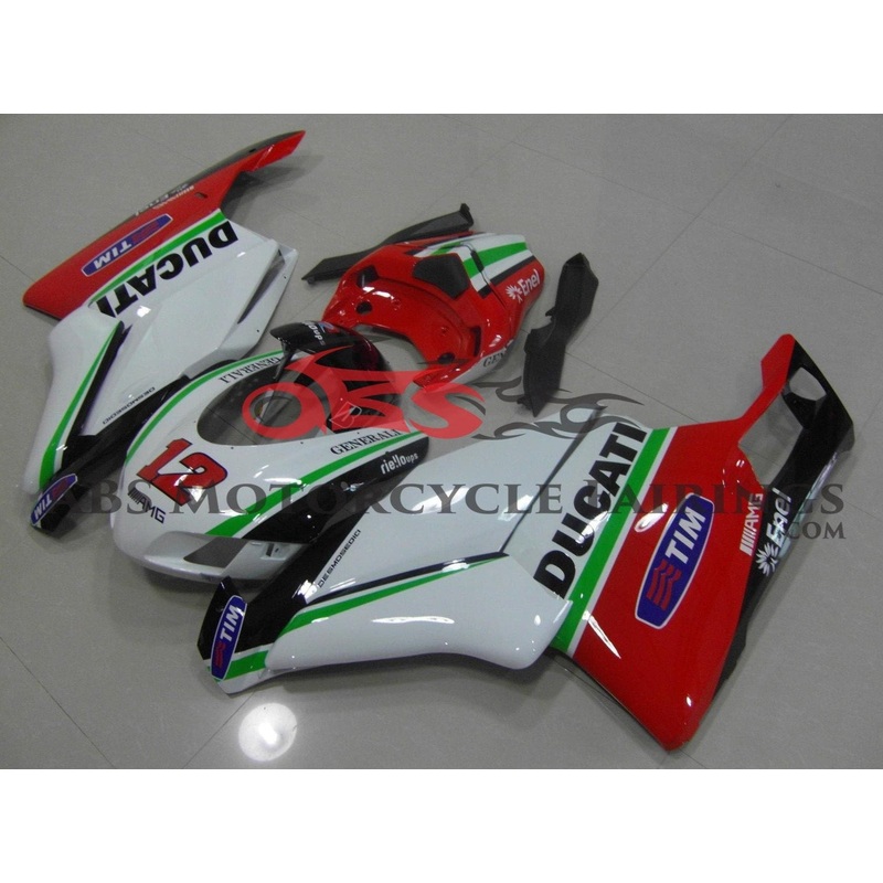 Ducati 749 (2003-2004) White, Red, Green, Black Race Fairings Clear Windscreen: Free No Seat Cowl No Bolt Kit